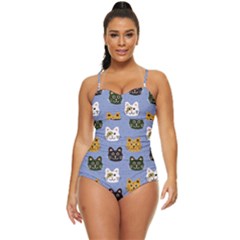 Cat Cat Background Animals Little Cat Pets Kittens Retro Full Coverage Swimsuit by Maspions