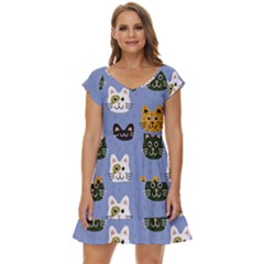 Cat Cat Background Animals Little Cat Pets Kittens Short Sleeve Tiered Mini Dress by Maspions