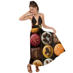 Chocolate Candy Candy Box Gift Cashier Decoration Chocolatier Art Handmade Food Cooking Backless Maxi Beach Dress by Maspions