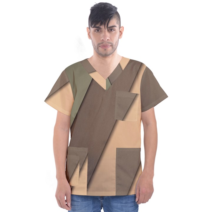 Abstract Texture, Retro Backgrounds Men s V-Neck Scrub Top