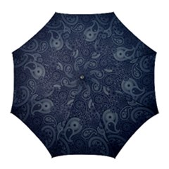 Blue Paisley Texture, Blue Paisley Ornament Golf Umbrellas by nateshop