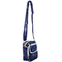 Blue Paisley Texture, Blue Paisley Ornament Shoulder Strap Belt Bag by nateshop