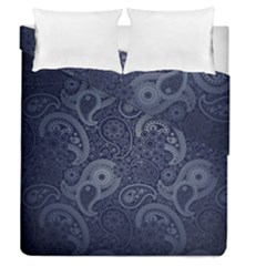 Blue Paisley Texture, Blue Paisley Ornament Duvet Cover Double Side (queen Size) by nateshop