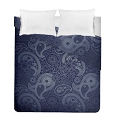 Blue Paisley Texture, Blue Paisley Ornament Duvet Cover Double Side (full/ Double Size) by nateshop