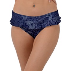 Blue Paisley Texture, Blue Paisley Ornament Frill Bikini Bottoms by nateshop