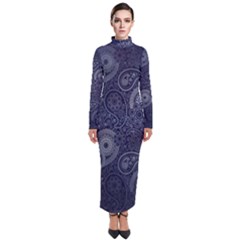 Blue Paisley Texture, Blue Paisley Ornament Turtleneck Maxi Dress by nateshop