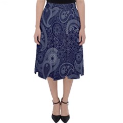 Blue Paisley Texture, Blue Paisley Ornament Classic Midi Skirt by nateshop