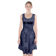 Blue Paisley Texture, Blue Paisley Ornament Racerback Midi Dress by nateshop