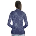 Blue Paisley Texture, Blue Paisley Ornament Drape Collar Cardigan View2