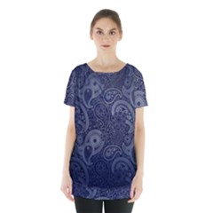 Blue Paisley Texture, Blue Paisley Ornament Skirt Hem Sports Top by nateshop