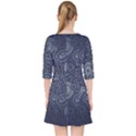 Blue Paisley Texture, Blue Paisley Ornament Quarter Sleeve Pocket Dress View2