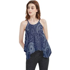 Blue Paisley Texture, Blue Paisley Ornament Flowy Camisole Tank Top by nateshop