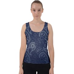 Blue Paisley Texture, Blue Paisley Ornament Velvet Tank Top by nateshop