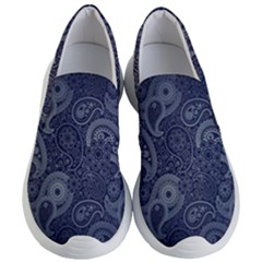 Blue Paisley Texture, Blue Paisley Ornament Women s Lightweight Slip Ons by nateshop