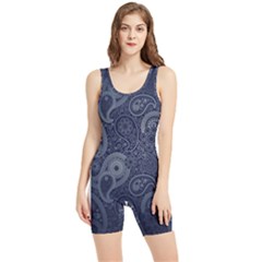 Blue Paisley Texture, Blue Paisley Ornament Women s Wrestling Singlet by nateshop