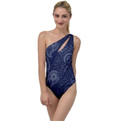 Blue Paisley Texture, Blue Paisley Ornament To One Side Swimsuit by nateshop