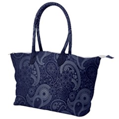 Blue Paisley Texture, Blue Paisley Ornament Canvas Shoulder Bag by nateshop