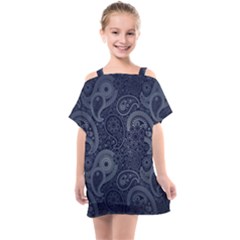 Blue Paisley Texture, Blue Paisley Ornament Kids  One Piece Chiffon Dress by nateshop