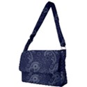 Blue Paisley Texture, Blue Paisley Ornament Full Print Messenger Bag (L) View1