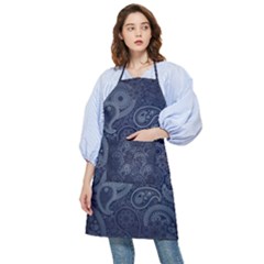 Blue Paisley Texture, Blue Paisley Ornament Pocket Apron by nateshop