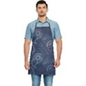 Blue Paisley Texture, Blue Paisley Ornament Kitchen Apron View1