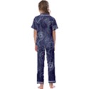 Blue Paisley Texture, Blue Paisley Ornament Kids  Satin Short Sleeve Pajamas Set View2