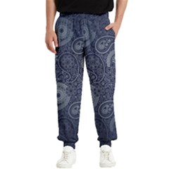 Blue Paisley Texture, Blue Paisley Ornament Men s Elastic Waist Pants by nateshop