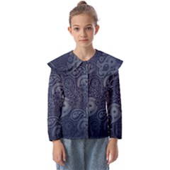 Blue Paisley Texture, Blue Paisley Ornament Kids  Peter Pan Collar Blouse