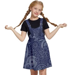 Blue Paisley Texture, Blue Paisley Ornament Kids  Apron Dress by nateshop