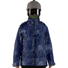 Blue Paisley Texture, Blue Paisley Ornament Men s Zip Ski And Snowboard Waterproof Breathable Jacket