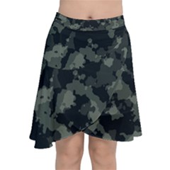 Camouflage, Pattern, Abstract, Background, Texture, Army Chiffon Wrap Front Skirt by nateshop