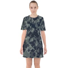 Camouflage, Pattern, Abstract, Background, Texture, Army Sixties Short Sleeve Mini Dress by nateshop