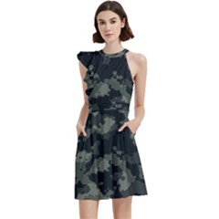 Camouflage, Pattern, Abstract, Background, Texture, Army Cocktail Party Halter Sleeveless Dress With Pockets by nateshop