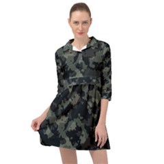 Camouflage, Pattern, Abstract, Background, Texture, Army Mini Skater Shirt Dress by nateshop