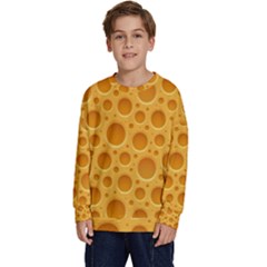 Cheese Texture Food Textures Kids  Crewneck Sweatshirt by nateshop