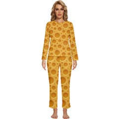 Cheese Texture Food Textures Womens  Long Sleeve Lightweight Pajamas Set by nateshop