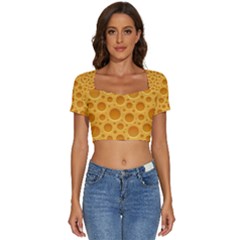 Cheese Texture Food Textures Short Sleeve Square Neckline Crop Top  by nateshop