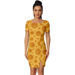 Cheese Texture Food Textures Fitted Knot Split End Bodycon Dress by nateshop