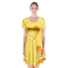 Cheese Texture, Macro, Food Textures, Slices Of Cheese Short Sleeve V-neck Flare Dress by nateshop