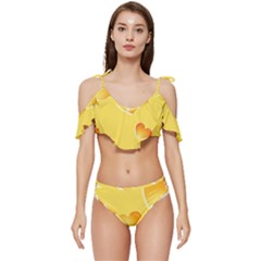 Cheese Texture, Macro, Food Textures, Slices Of Cheese Ruffle Edge Tie Up Bikini Set	