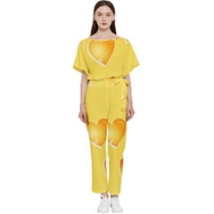 Cheese Texture, Macro, Food Textures, Slices Of Cheese Batwing Lightweight Chiffon Jumpsuit