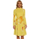 Cheese Texture, Macro, Food Textures, Slices Of Cheese Long Sleeve Shirt Collar A-Line Dress View1