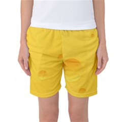 Cheese Texture, Yellow Backgronds, Food Textures, Slices Of Cheese Women s Basketball Shorts by nateshop