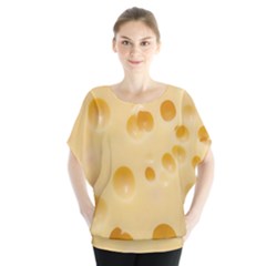 Cheese Texture, Yellow Cheese Background Batwing Chiffon Blouse