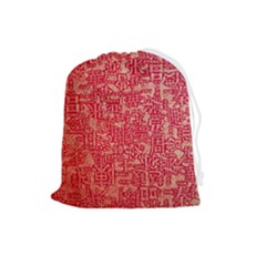 Chinese Hieroglyphs Patterns, Chinese Ornaments, Red Chinese Drawstring Pouch (large) by nateshop