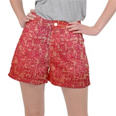 Chinese Hieroglyphs Patterns, Chinese Ornaments, Red Chinese Women s Ripstop Shorts by nateshop