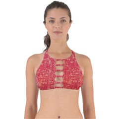 Chinese Hieroglyphs Patterns, Chinese Ornaments, Red Chinese Perfectly Cut Out Bikini Top by nateshop