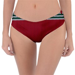 Christmas Pattern, Fabric Texture, Knitted Red Background Reversible Classic Bikini Bottoms by nateshop