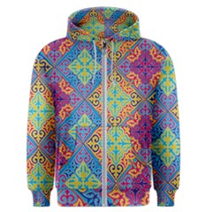 Colorful Floral Ornament, Floral Patterns Men s Zipper Hoodie