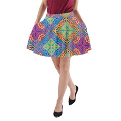 Colorful Floral Ornament, Floral Patterns A-line Pocket Skirt by nateshop